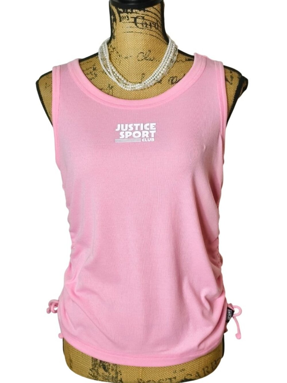 Justice Girls XL Plus Athletic Tank Top Pink Adjust Sides Sporty 16/18 Activewea